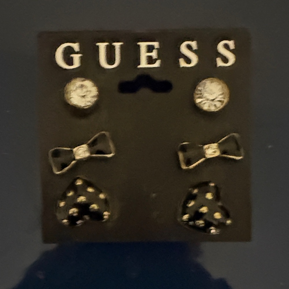 Guess Black and Gold Earring Set